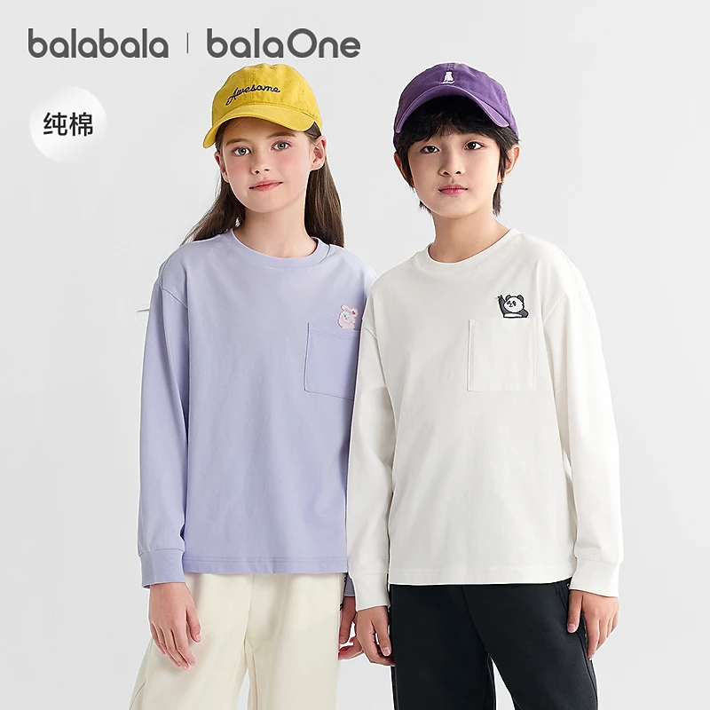 【balaOne】巴拉巴拉童装儿童长袖t恤2025秋新款男女童舒适纯棉上衣