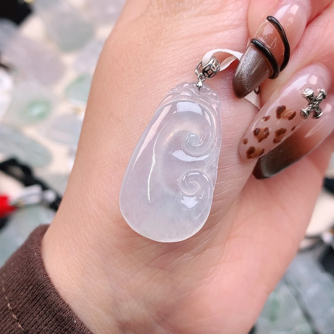 翡翠颈饰18K金镶嵌冰如意34.5、29.6、16.5、4