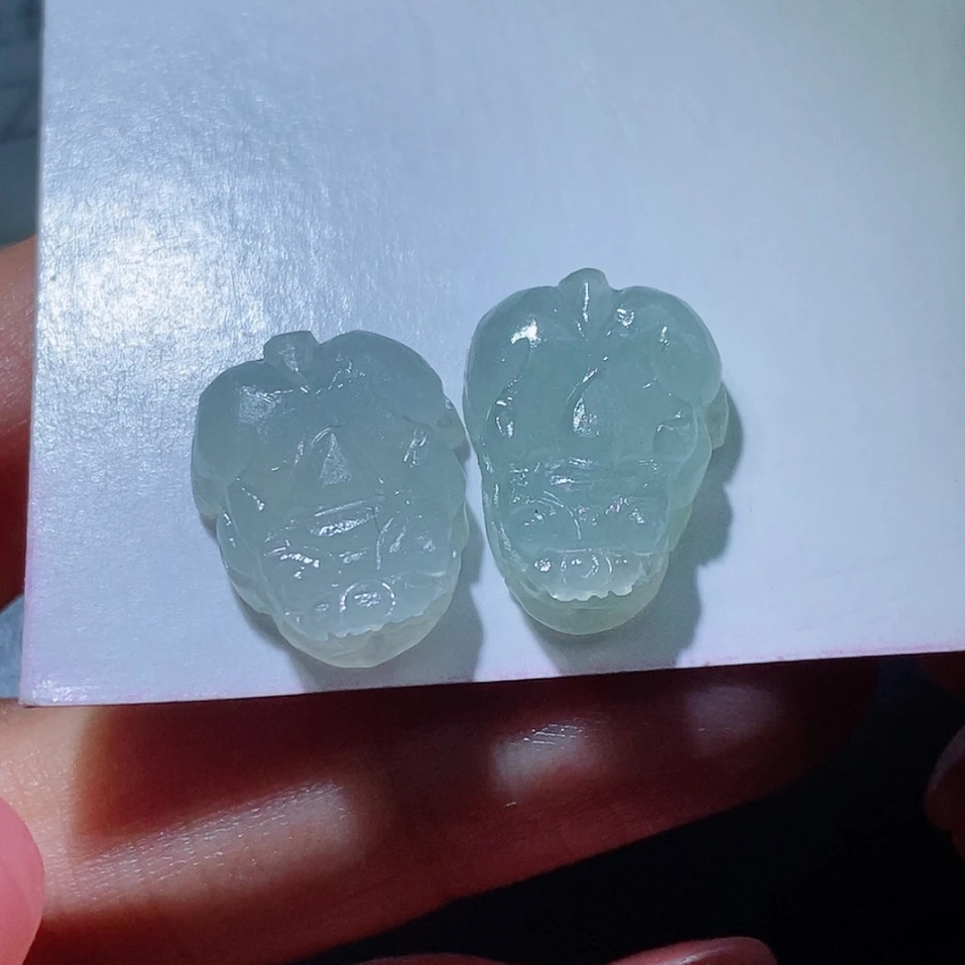 定制翡翠未镶嵌两件一起王炸