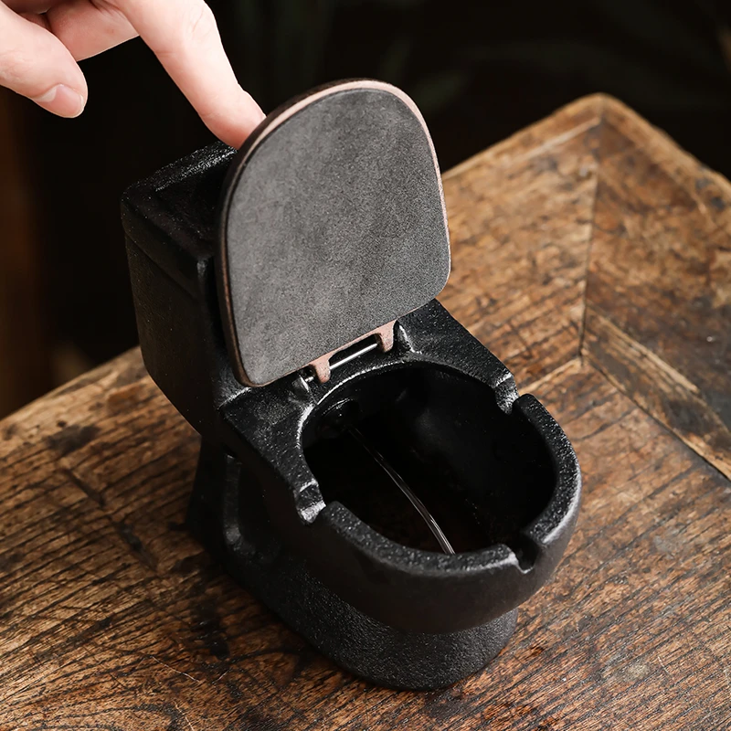 创意陶瓷烟灰缸带盖防飞灰创意可爱搞怪家用客厅桌面个性烟缸摆件