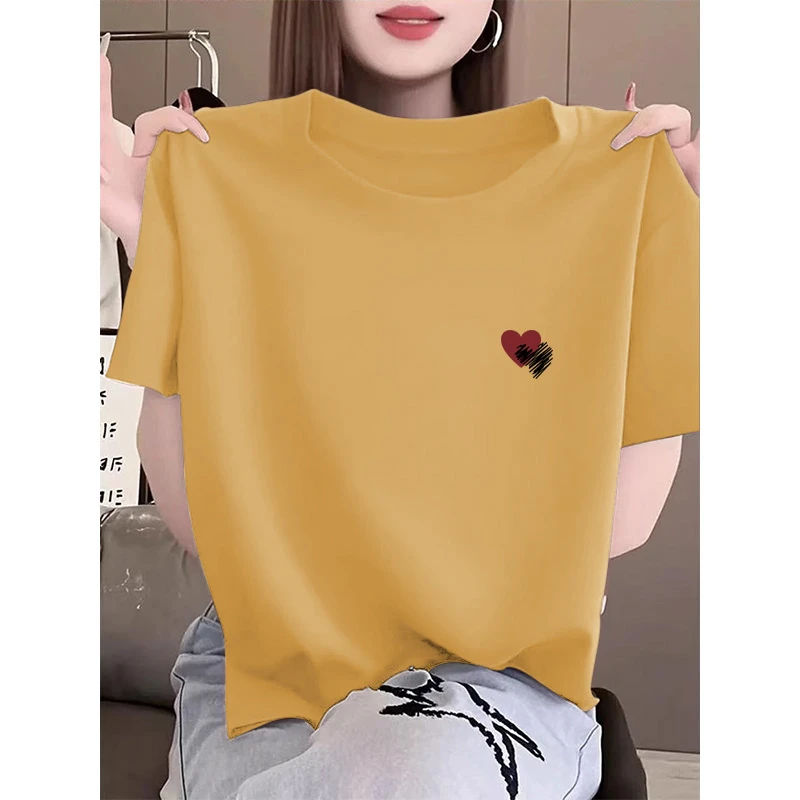 2025新款圆领正肩短袖女t恤直筒型显瘦日常休闲时尚减龄上衣夏季