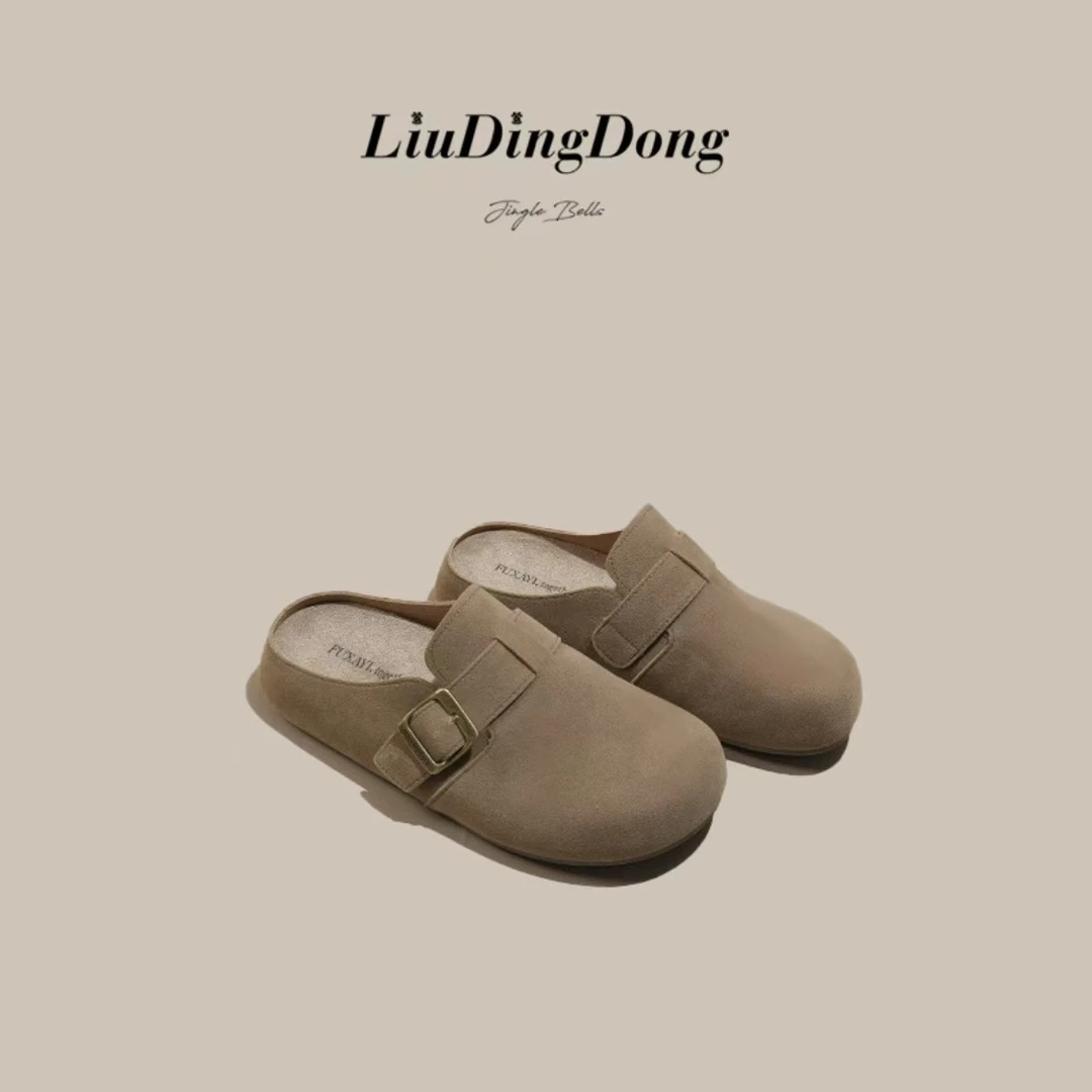 CH欧货踩屎感勃肯鞋真皮厚底软皮软底低帮女勃肯拖鞋