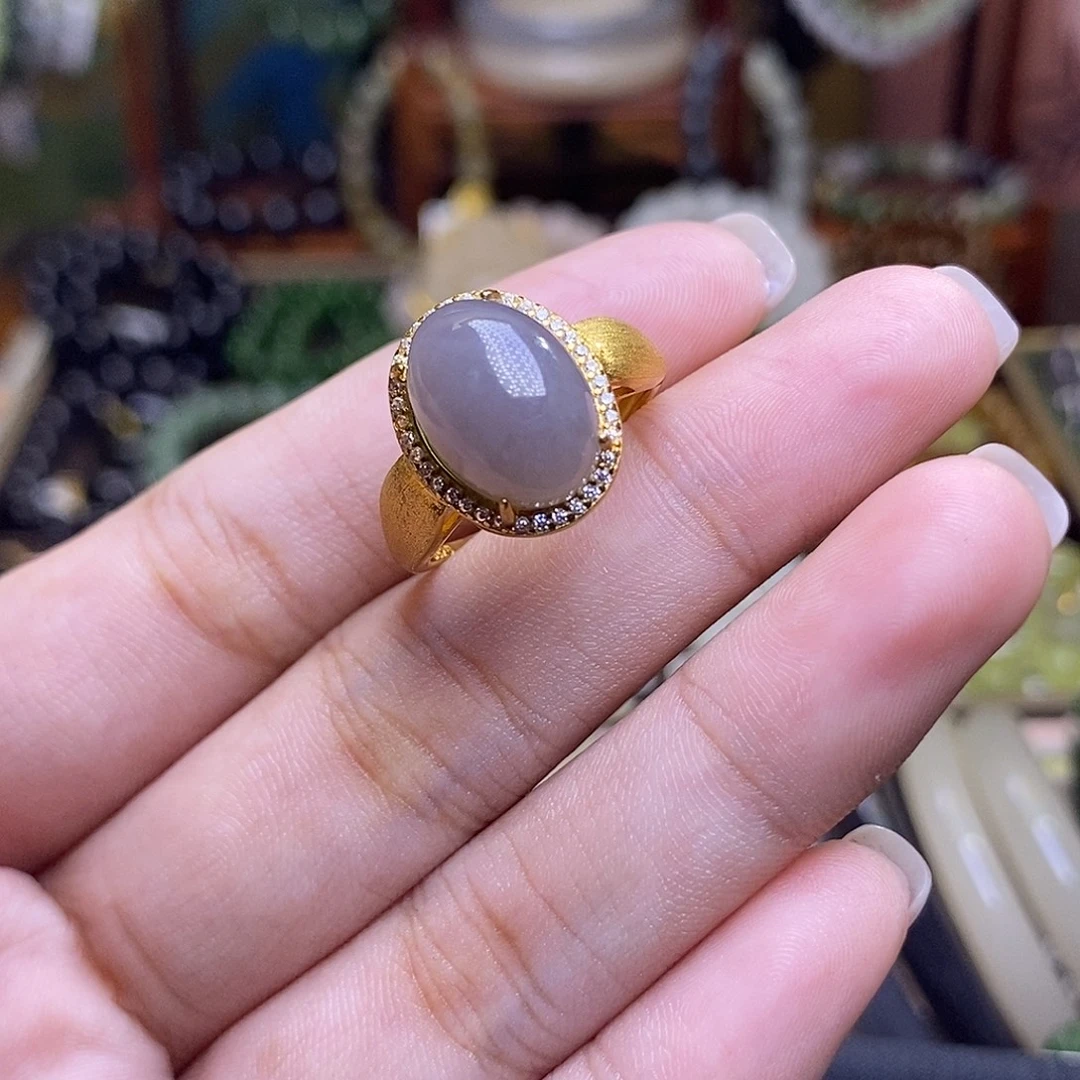 和田玉未镶嵌颈饰浓烟紫戒指银