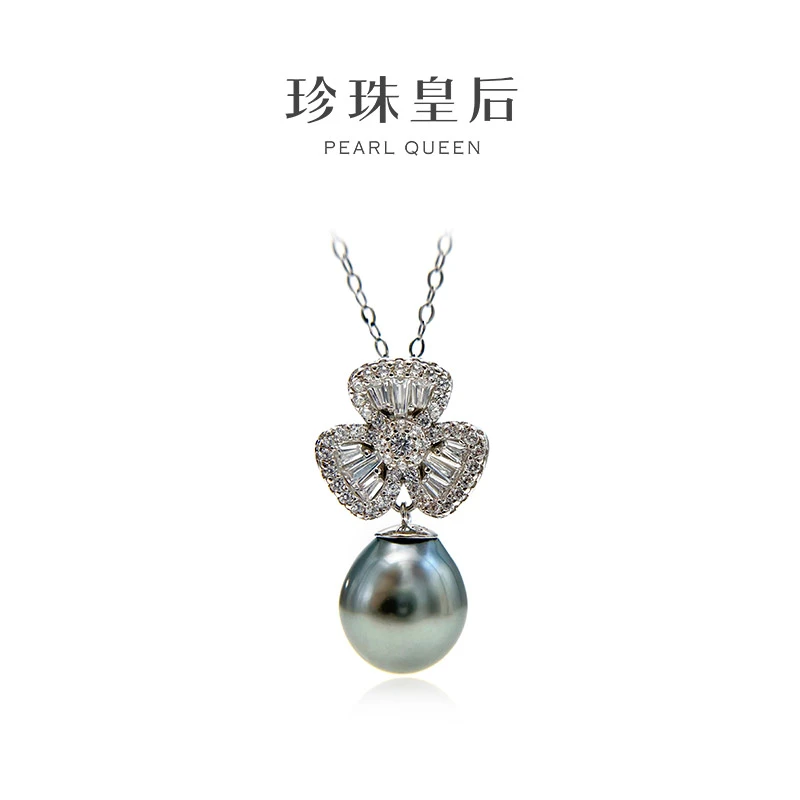 【黑珠三叶草】9-10mmS925银黑珠三叶草吊坠/幸运三叶草