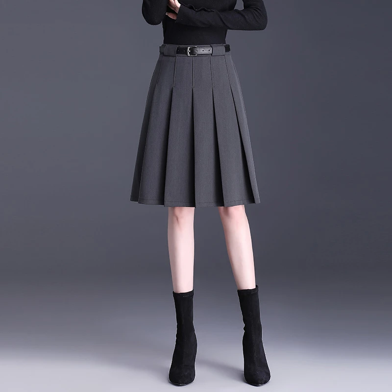 百褶裙女短裙春秋2025新款高腰显瘦a字半身裙通勤高腰西装裙中裙