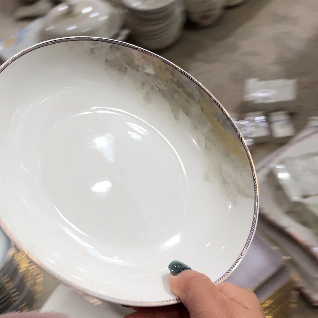 瓷片海岸八寸深盘四个微瑕