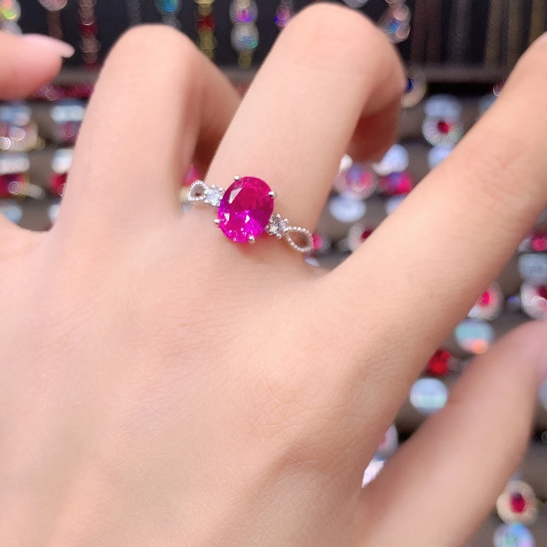 蓝宝石戒指银S925镶嵌白79