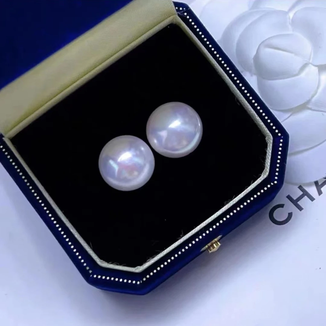 施华洛施家珠极光白10mm耳钉2025年新款高级耳饰