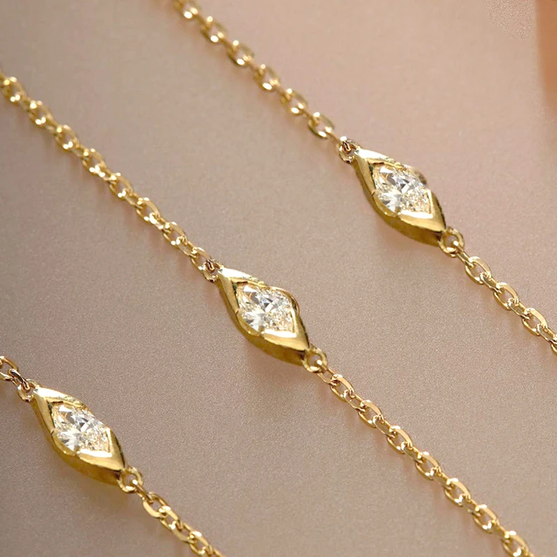 实验室培育钻石新品18k黄金培育钻石手链马眼异形钻手链可调节