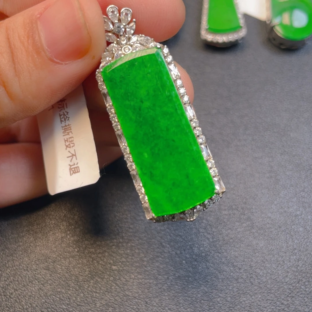 翡翠银S925镶嵌吊坠(不含链)