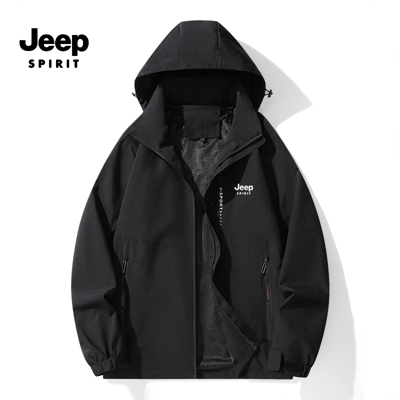 JEEPSPIRIT新款户外男女同款休闲冲锋衣夹克单件防风保暖户外外套