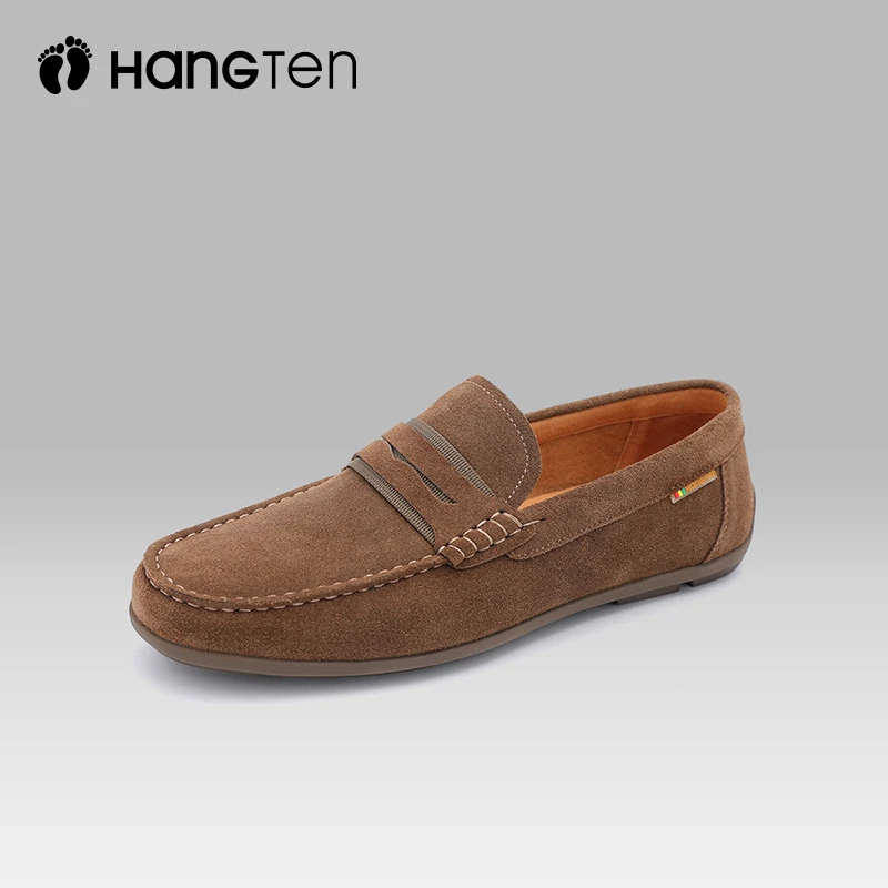 HANGTEN欢腾男鞋夏季新款一脚蹬豆豆鞋男士商务真皮休闲鞋子