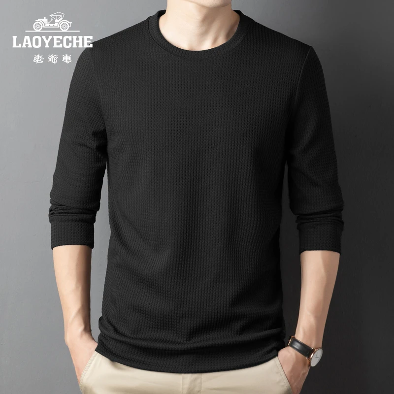 【百搭休闲】老爷车春秋新款长袖T恤衫中青年男士卫衣宽松圆领上衣