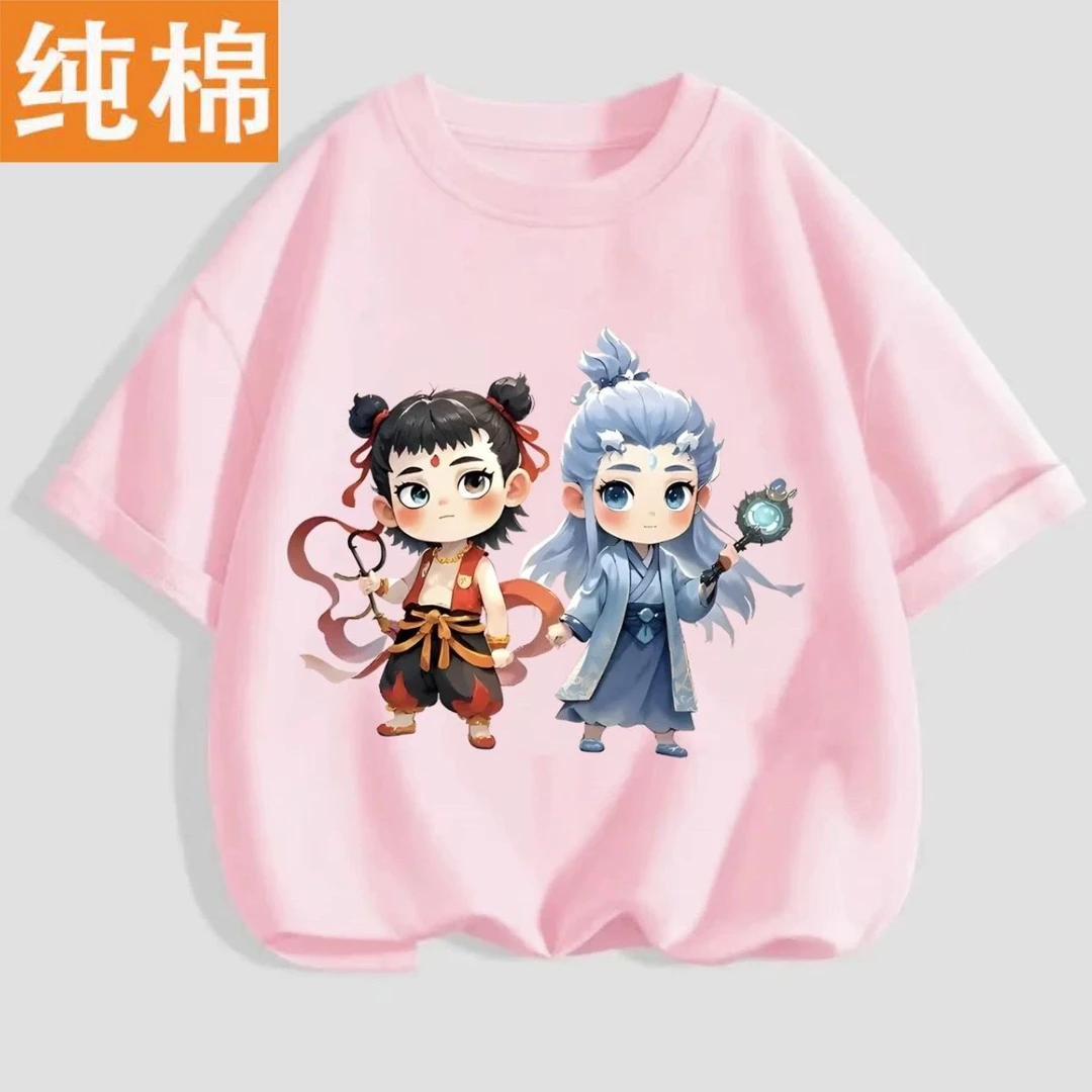 敖丙哪吒2男女童短袖2025新款夏季纯棉儿童夏款休闲半袖薄款夏装