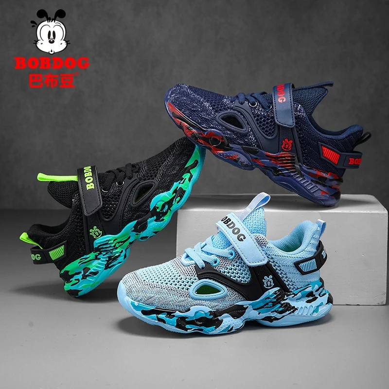 巴布豆男童运动鞋春夏新款镂空单网跑步鞋中大童儿童软底跑步鞋