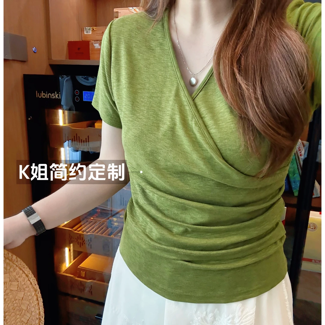 GTNER“KK定制”设计感小众不规则上衣夏季薄款竹节棉短袖T恤D1967