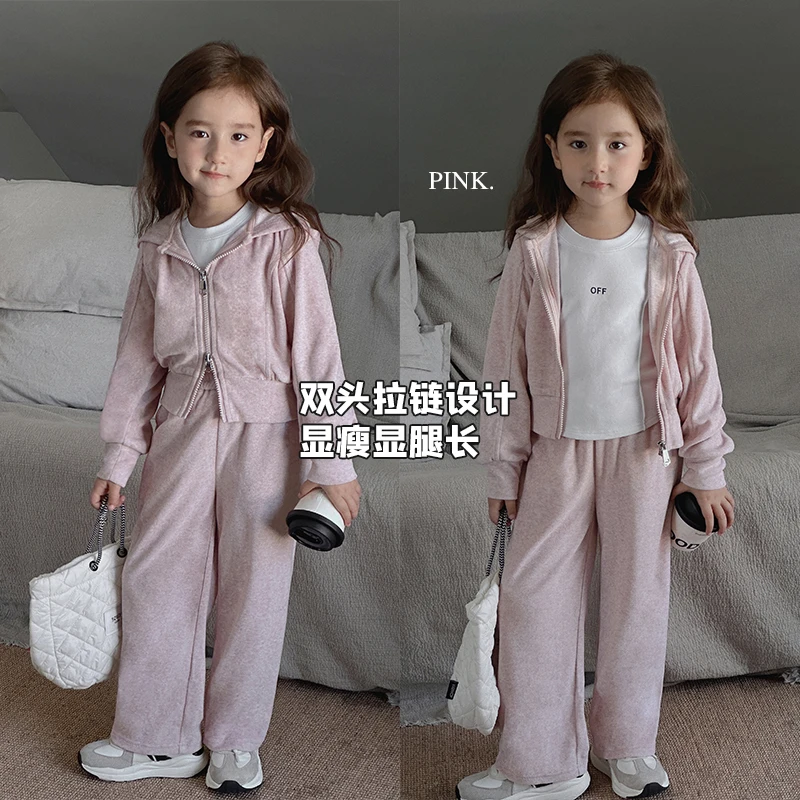 【优越比例】春装韩版亲子装连帽双拉链儿童卫衣套装 4708D-D