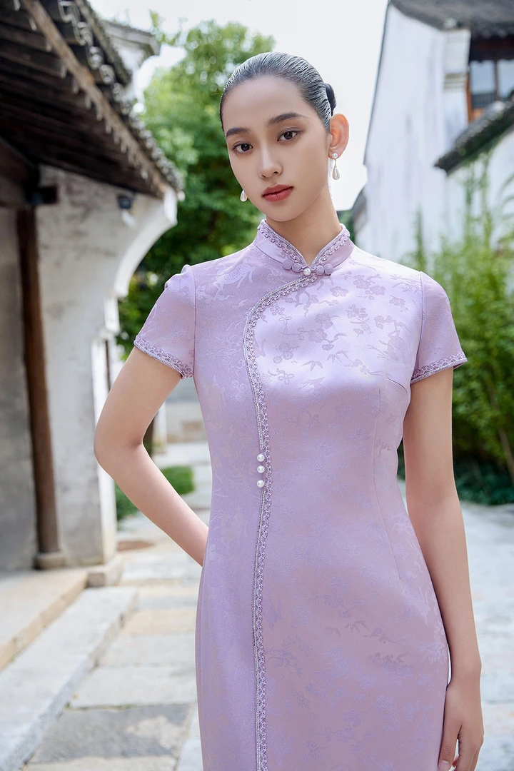 朱紫褕170207六礼慕天姿酒红色 绿色 紫色喜婆婆喜妈妈婚宴装旗袍