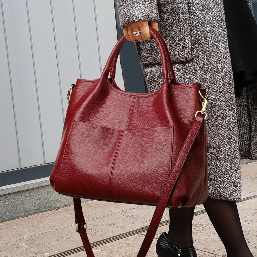 CCAMO真皮女款包包大容量高级感手提单肩包时尚休闲包送妈妈包包