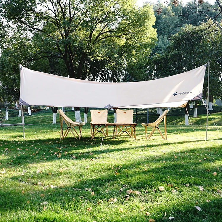 户外六角蝴蝶形天幕帐篷露营烧烤便携式休闲多人遮雨棚沙滩遮阳棚