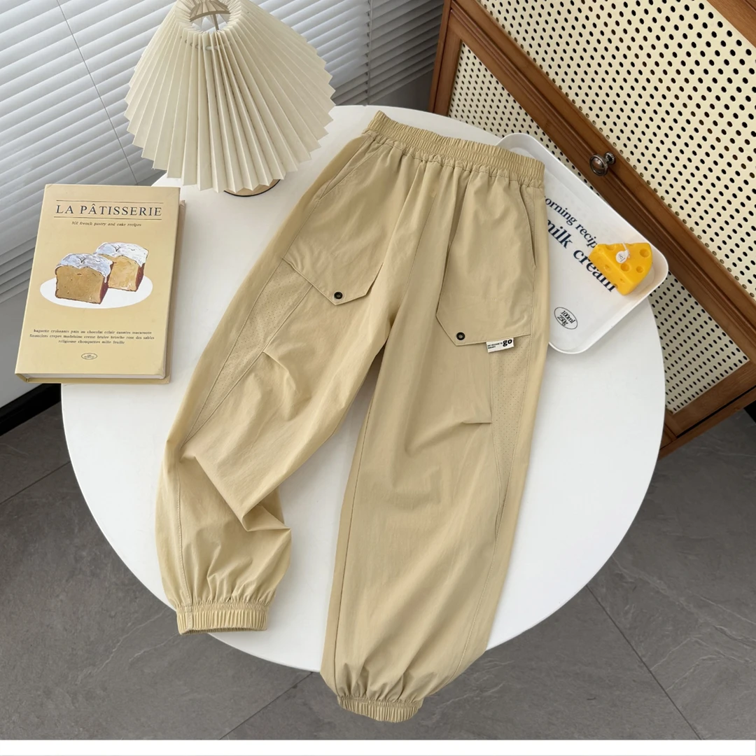 2025-533夏季新款中大童休闲速干裤男童裤子薄款长裤防蚊裤