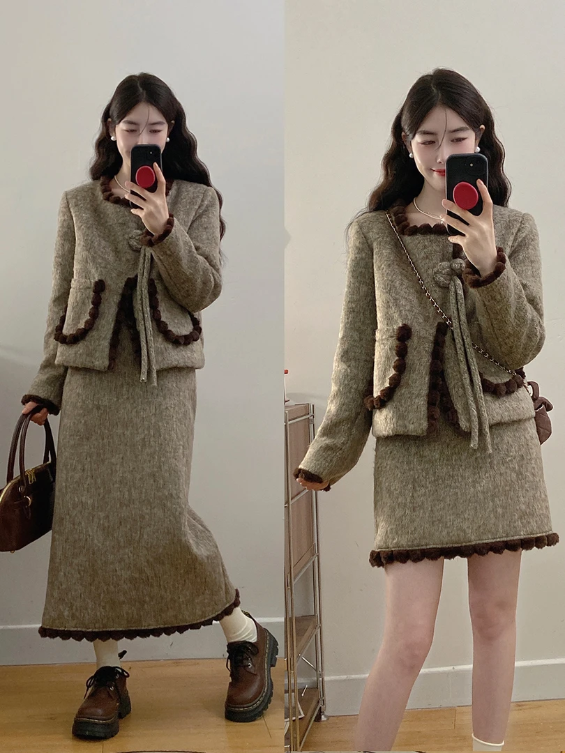 2025新款女装玛格丽特公主套装小香风短外套上衣半身裙两件套6026