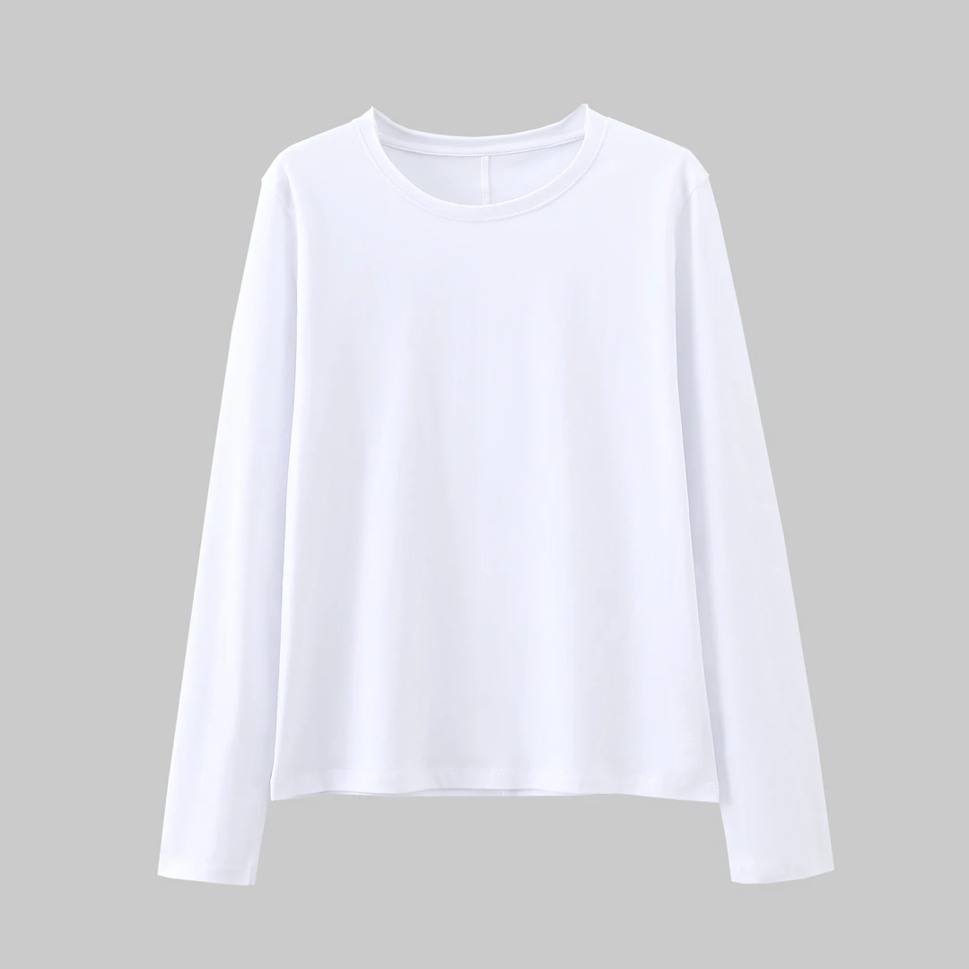 egg纯色圆领长袖T恤通勤简洁直筒春秋休闲百搭简约宽松9K92552