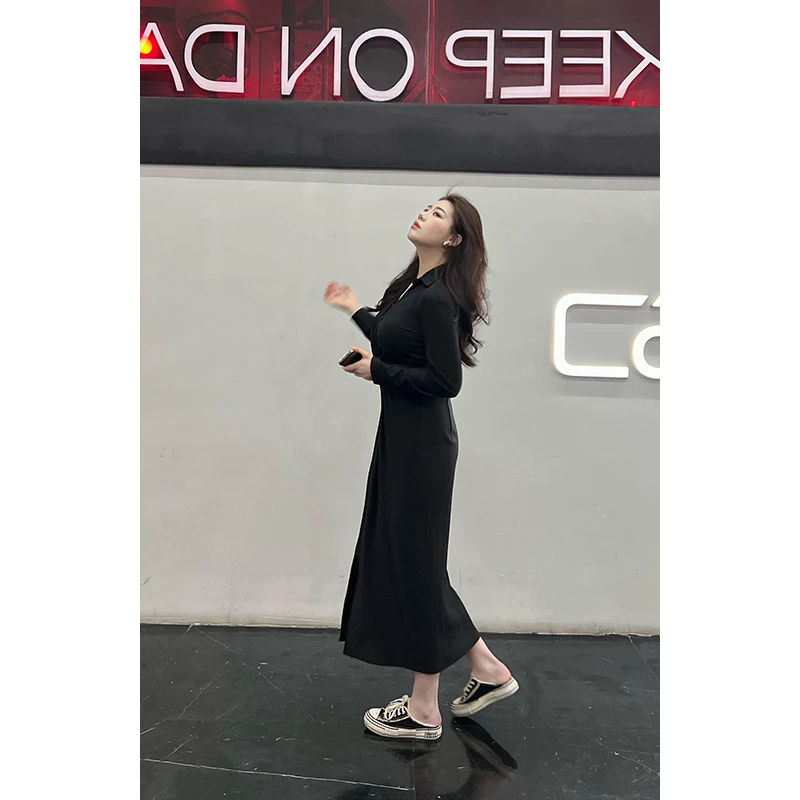 LWT473【茜茜公主】长袖遮肉显瘦赫本风高级感收腰连衣裙女