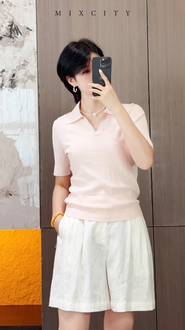 【亚楠本楠】织女衫◆纯色系POLO领温柔风弹力超棒针织衫7607