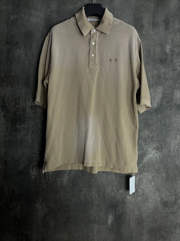 全新未使用 AcneStudios S码*1/渐变做旧落肩短袖Polo衫/01288