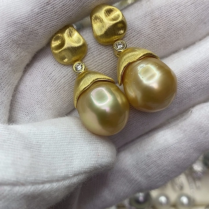 海水珍珠耳饰银S925镶嵌