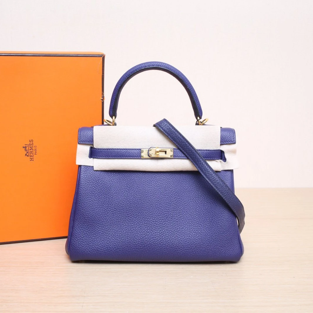 95新 Hermes/爱马仕 【双双】Kelly 25 9K鸢尾紫 Togo皮 C刻 金扣
