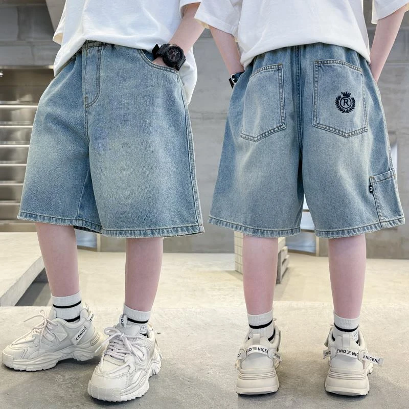 FAVMARTHA男童牛仔裤子夏装2025新款中大童痞帅短裤儿童夏季薄款4