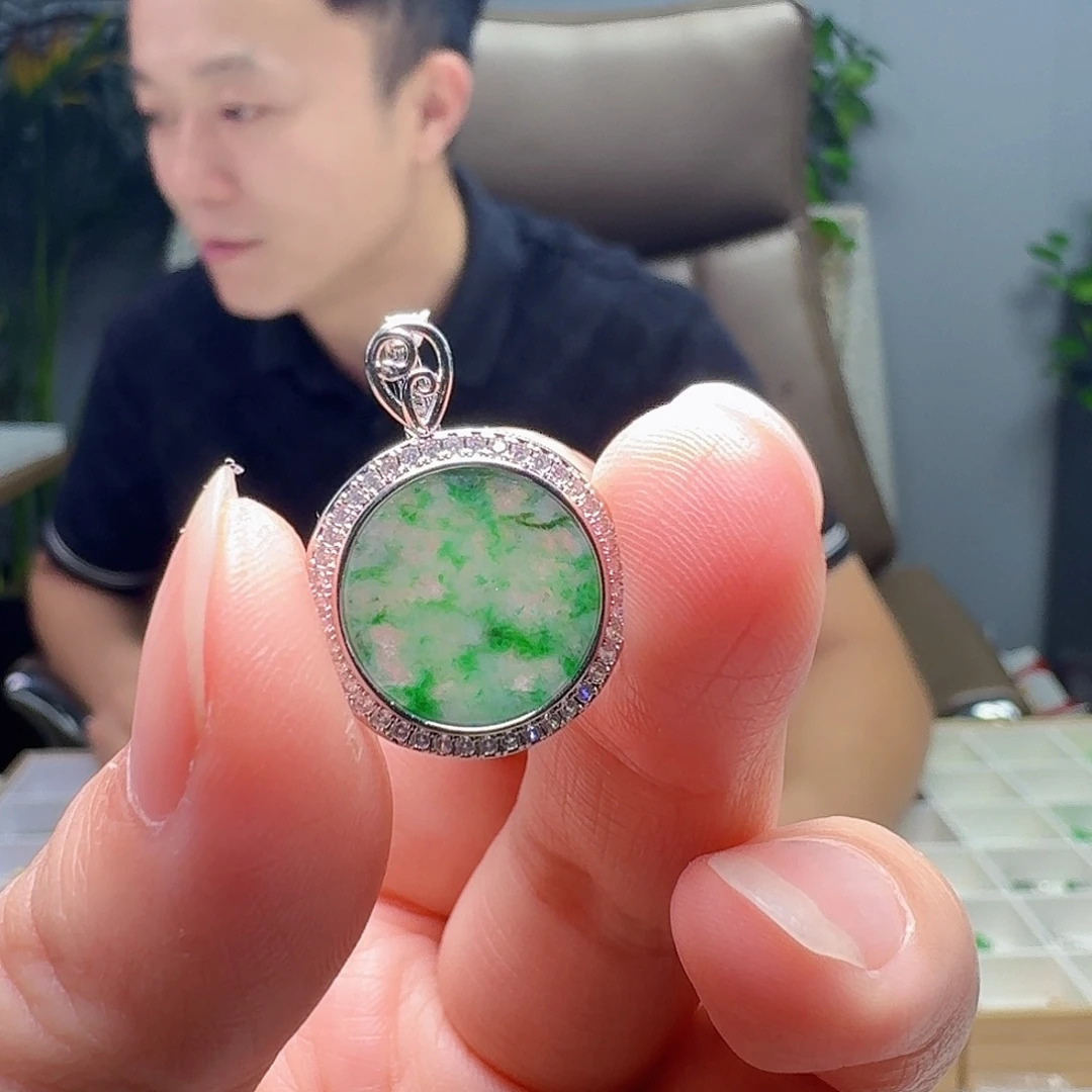 翡翠银S925镶嵌颈饰天然
