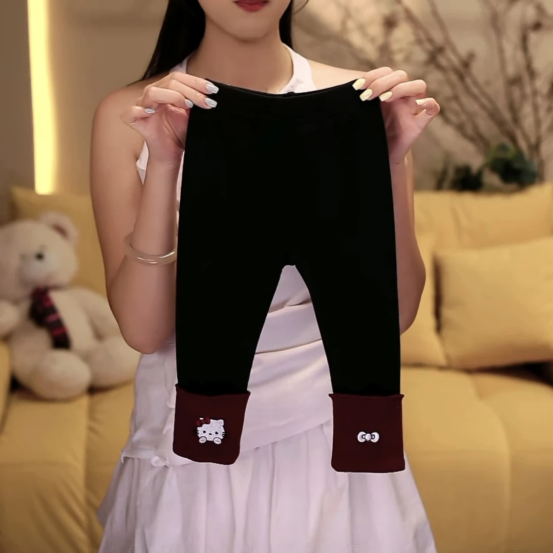 加绒女童2025冬季新款可爱洋气卡通百搭加绒堆堆袜打底裤