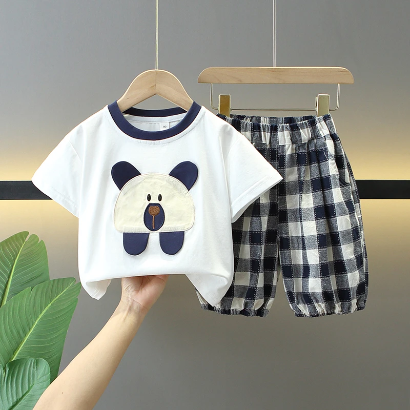 男童夏装套装宝宝卡通可爱夏季纯棉衣服2025新款儿童短袖透气童装