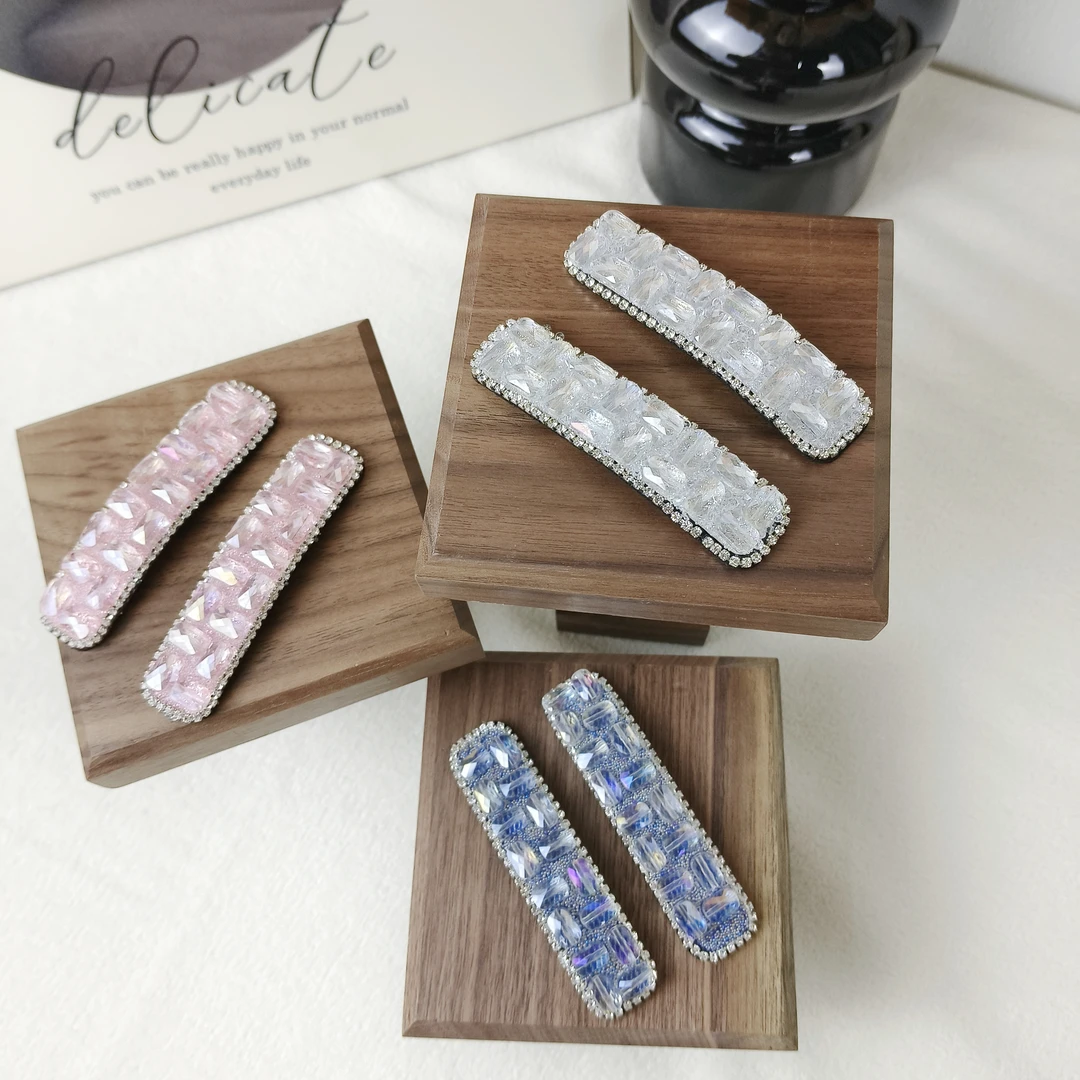 新款网红仙女风百搭 ins 轻奢精致高级感碎冰小方糖发夹掰掰夹