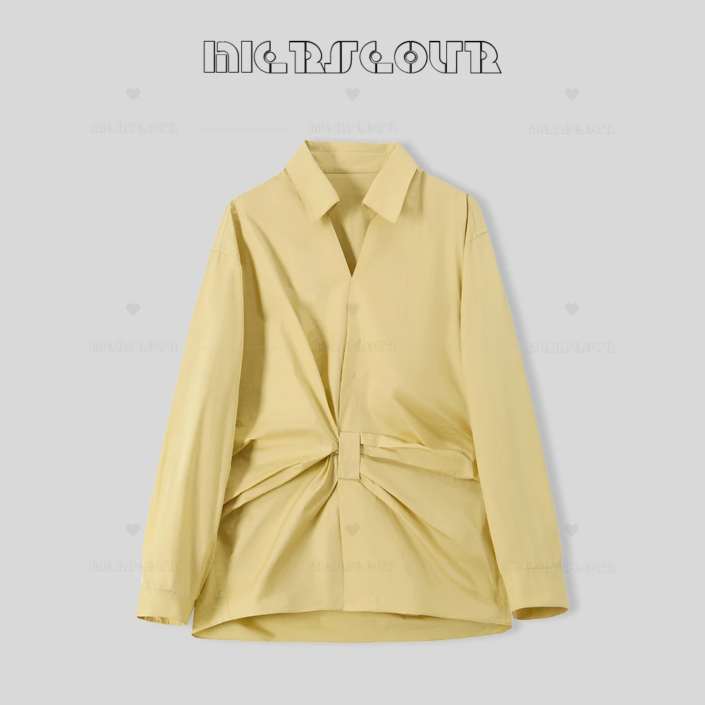 2025新款褶皱小众设计棉质衬衫502898