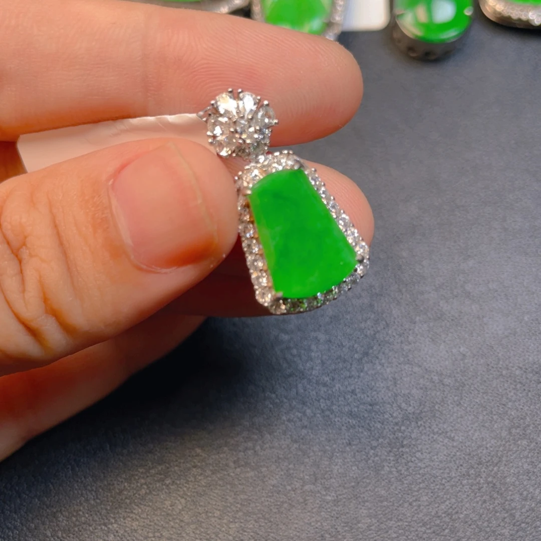 翡翠银S925镶嵌吊坠(不含链)