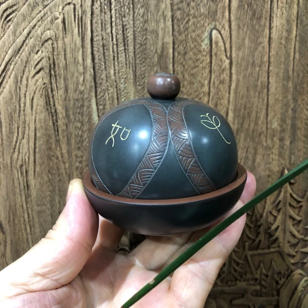 坭兴陶高端绣球杯 家用福字转转杯 扭转乾坤天地杯   防尘不倒杯