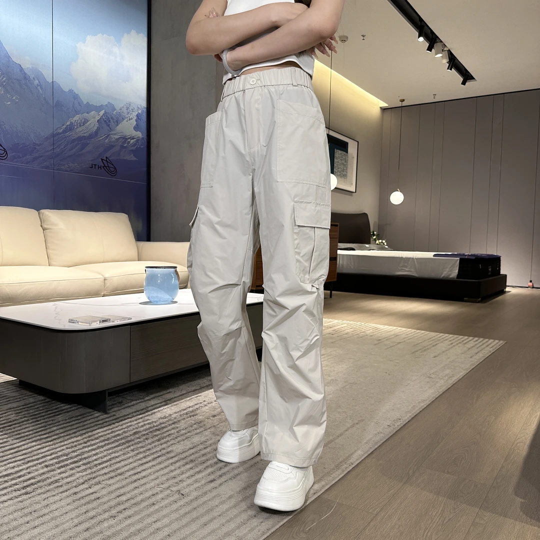春夏季新款男士潮流百搭阔腿裤日系纯色通勤运动休闲裤工装直筒裤