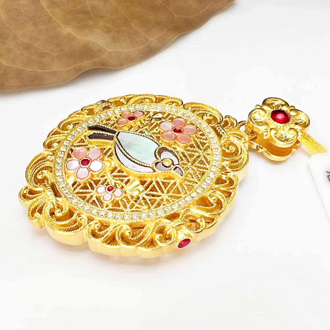 【吊坠】足金999螺钿【黄金首饰】【喜上眉梢】