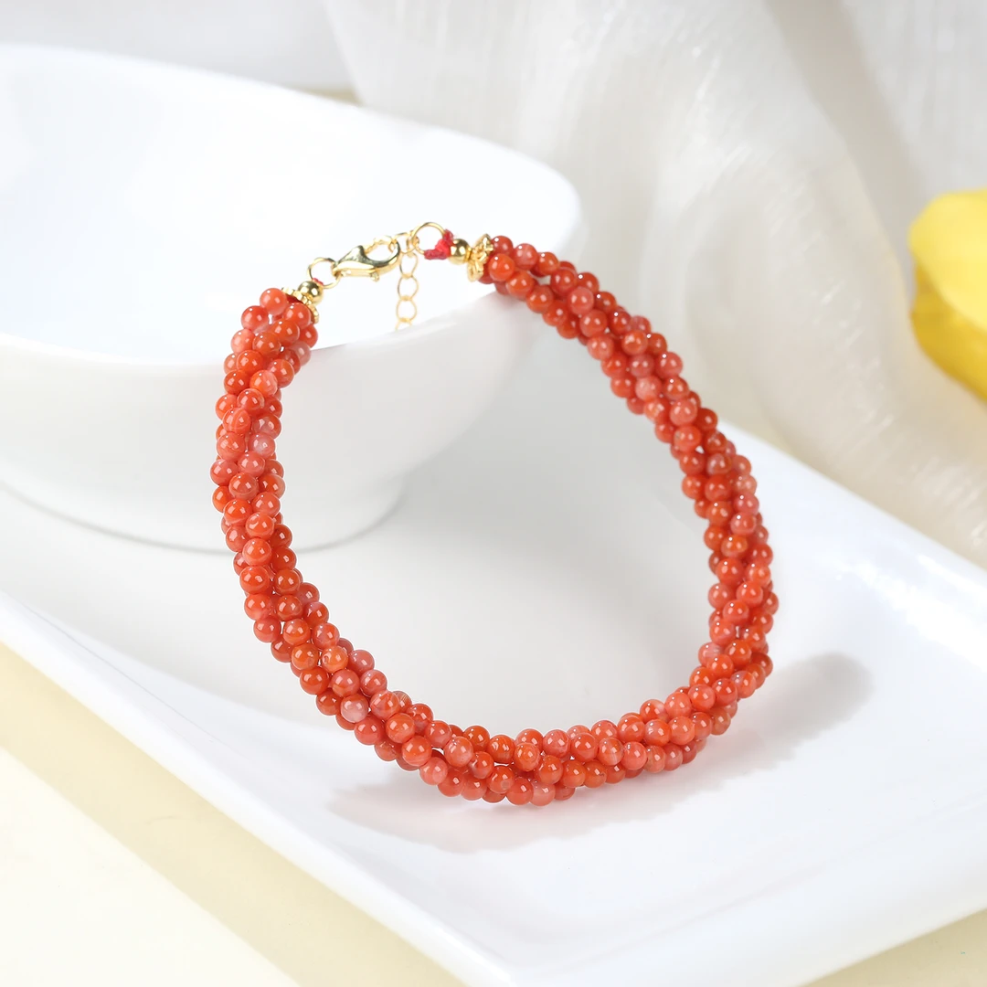 【麦子家族】天然S925南红玛瑙编织手串时尚百搭多样性发1 D1050