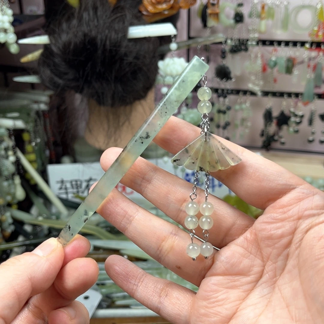 未镶嵌岫玉发饰长度11.5厘米左右