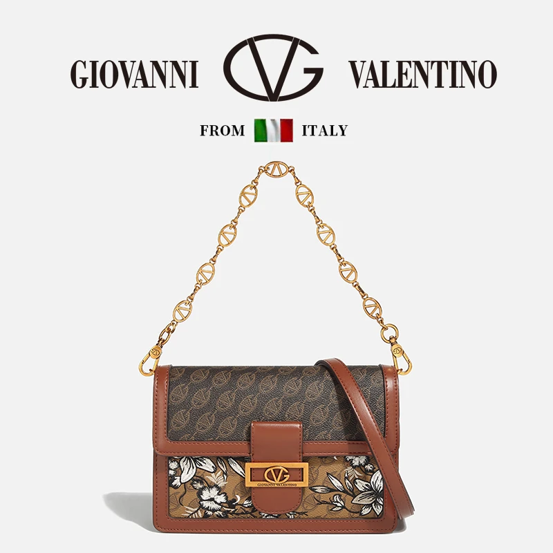 【瑶瑶专属】GIOVANNI VALENTINO/卓凡尼·华伦天奴刺绣肩斜挎女包