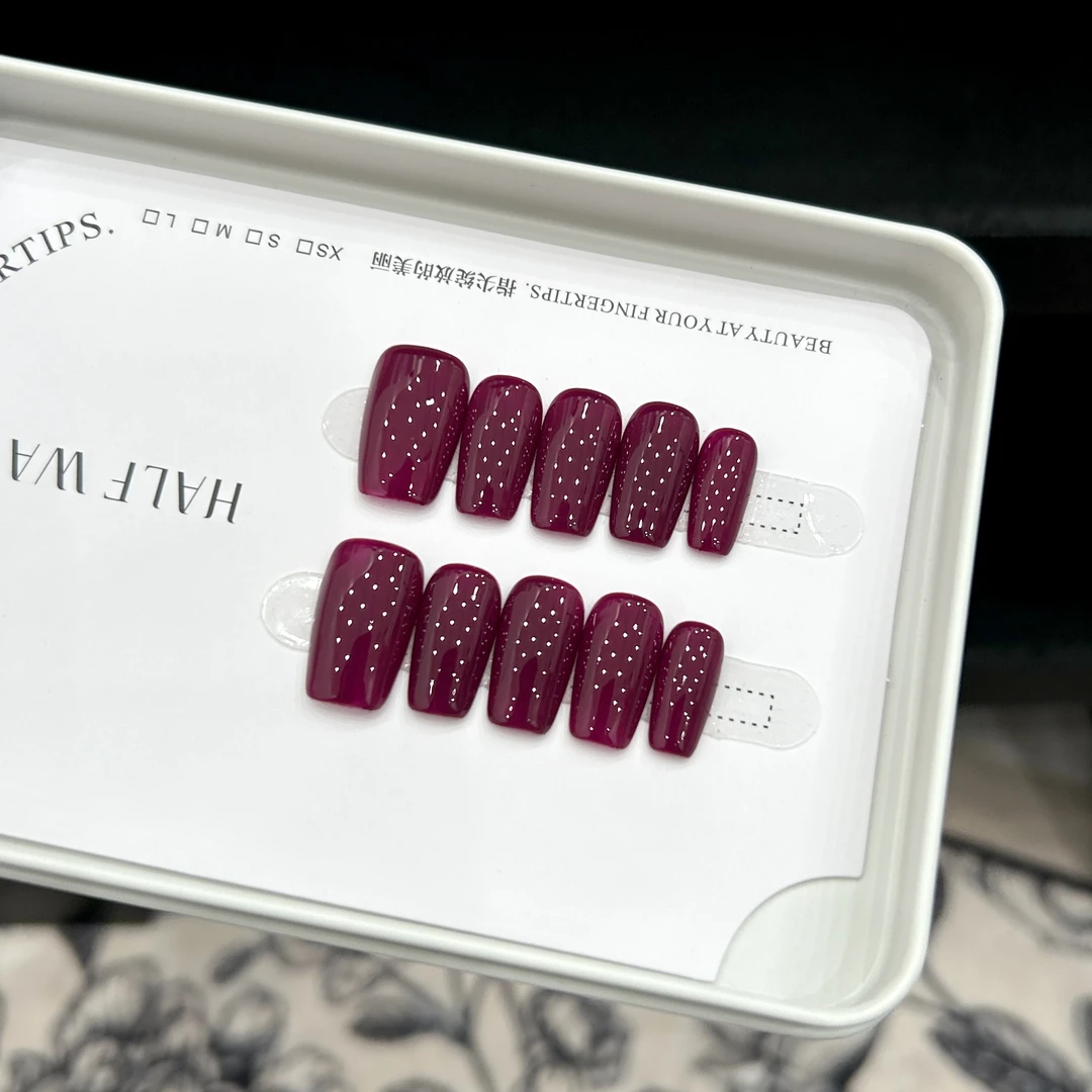 【妹妹说的对】蓝珊手工穿戴甲纯色韵味紫色不够时显白高级魅力气质