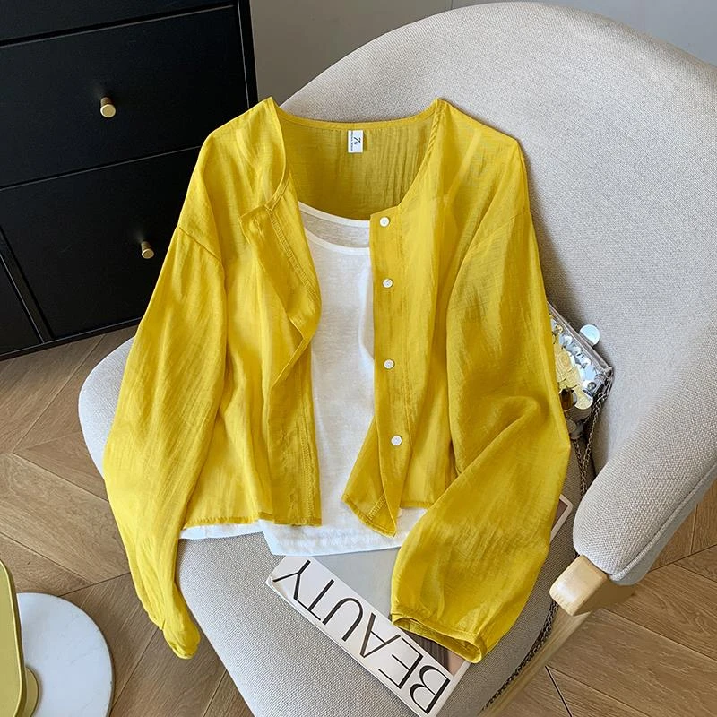 十三行女装纯色减龄2025早秋新款宽松洋气小个子上衣加吊带防晒衣