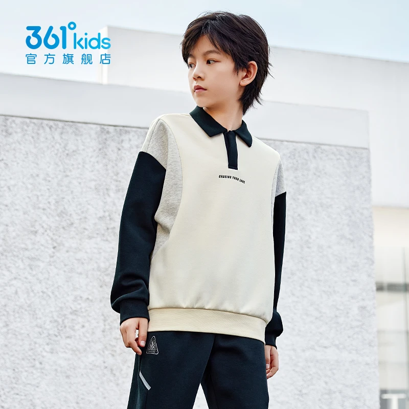 361°kids男女童秋季简约撞色拼接卫衣气质时尚套头上衣N32512302