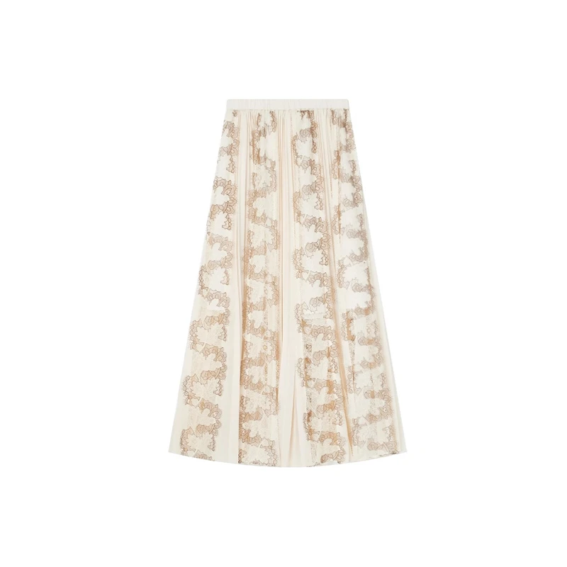 MUFEIGE 设计感法式蕾丝白搭A字半身裙女-8042#