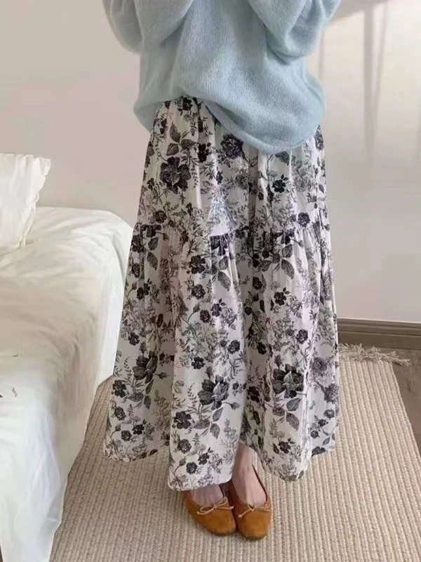 380 法式复古多花色碎花半裙